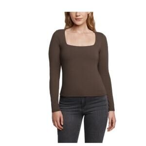 Express Women's Square Neck Top Brown Size M